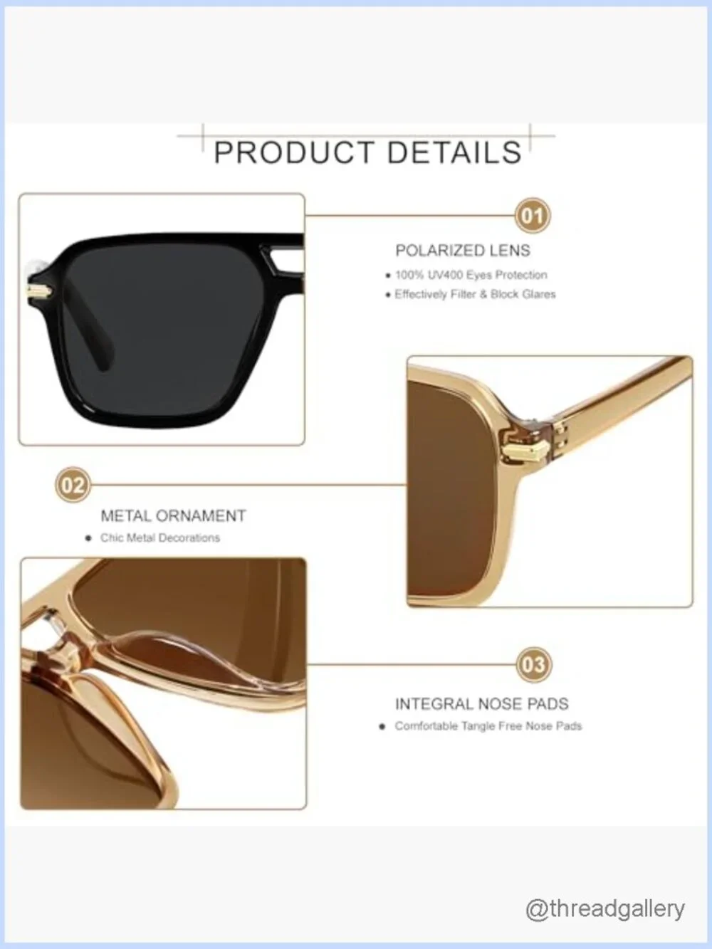 Polarized Aviator Sunglasses Square Retro Pilot Shades Unisex 70s 80s 90s